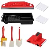 8 Stück Kantenstreicher Farbpad Set, Farbkantenstreicher Paint Edger Rot, Kantenstreicher Streichen Farbkanten Werkzeug mit 2 Farbpads, 3 Pinsel für Wand und Decke Einschneiden Malen Ecke und Kanten