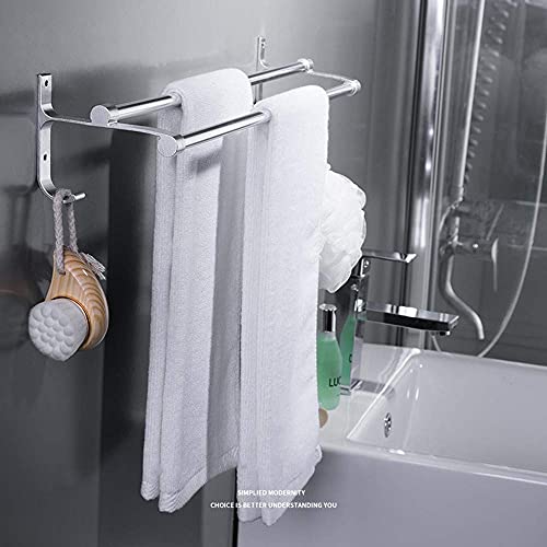 Porte-serviettes mural adhésif double barre étagère salle de bain 50 cm