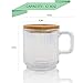 Lysenn Iridescent Glass Coffee Mug with Lid - Premium Classical Vertical Stripes Glass Tea Cup - for |Latte|Tea|Chocolate|Juice|Water| - Unleaded - Bamboo Lid - 12.5 Ounces