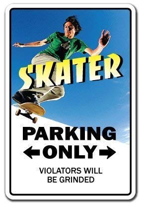 Guadalupe Ross Metal Tin Sign New Skater Sign Parking Skateboard Wheels Trucks Deck Gift Skating Skateboarding Wall Decor Metal Sign 12X16 Inches
