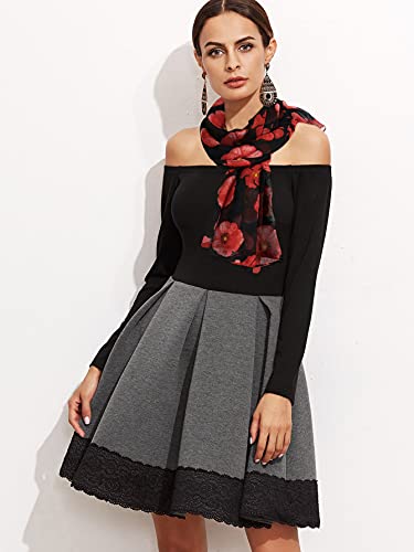 GERINLY Red Poppy Flower Scarfs for Women Lightweight Florals Shawl Wraps Summer Travel Accessory Memorial Outfit2