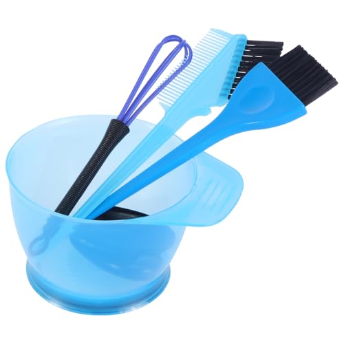 OSALADI Kit de tinte para el cabello 5 piezas azul, herramientas para teñir cabello lavables y reutilizables, plástico resistente, ideal para uso en casa y peluquería profesional