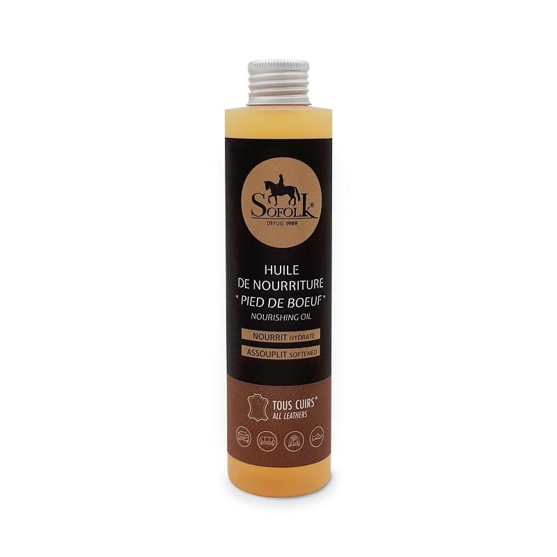 Sofolk - Aceite Nutritivo para Cuero de Buey - Cuidado e Impermeabilización - Hidrata y Suaviza Incluso el Cuero Agrietado - Sin Olor - Fabricación Francesa - 1000 ml
