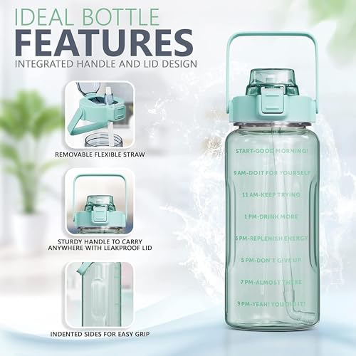 Image of XMART INDIA Plastic 2L Motivational Water Bottle with Time Marker Leak-Proof, BPA-Free Sports Bottle for Office, School, College, Gym, Travel Sipper Water Bottle for Adults, Multicolor, Pack of 1