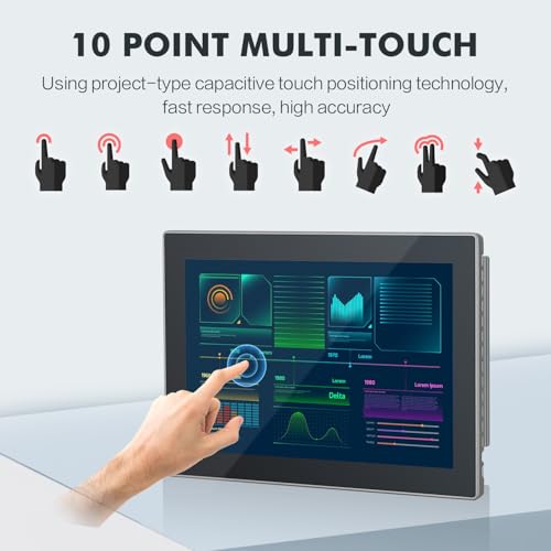 Image of 10.1 inch Industrial Touch Panel PC, Ratio 16:10 Multi-Touchscreen-Monitor,Wall Mounted Touch Screen Panel Computer,WiFi & Built-in Speakers,IP65 Front,Win 10 I5 RAM 4G+128G SSD