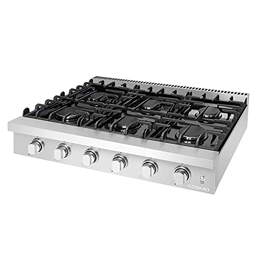 Cosmo COS-GRT366 Slide-In Counter Gas-Cooktop 36 Inch | 6 Italian-Made Burner Range-Top thumb #7
