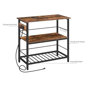 HOOBRO Kitchen Island with Storage, Kitchen Island Table with Power Outlet, 35.4" L 3 Tier Coffee Station and Microwave Stand, for Home, Kitchen and Dining Room, Rustic Brown and Black BF021ZD01 HOOBRO Kitchen Island with Storage Kitchen Island Table with Power Outlet 354 L 3 Tier Coffee Station and Microwave Stand for Home Kitchen and Dining Room Rustic Brown and Black BF021ZD01