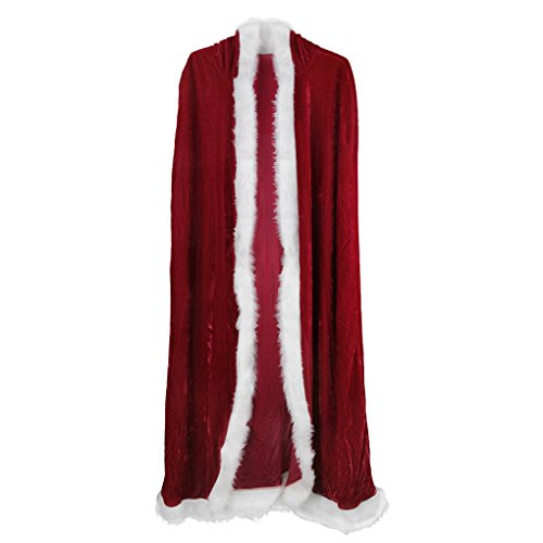 Christmas Halloween Costumes Cloak Mrs. Claus Santa Xmas Velvet Hooded Cape Robe