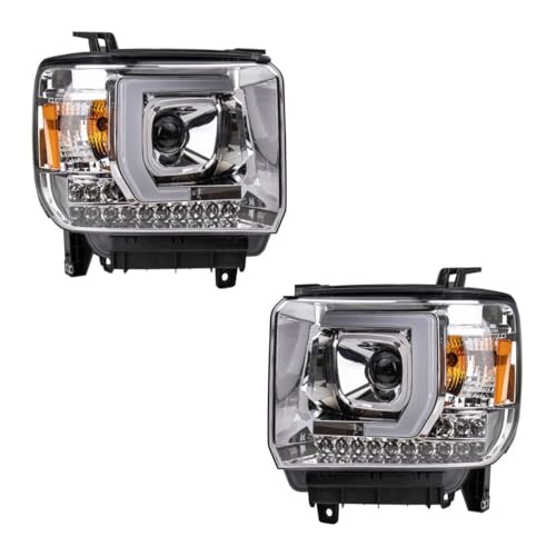 EFCUCLP Chrome Housing Headlight Set for GMC for Sierra 1500 2014-2015 for Sierra 2500HD/3500HD 2015-2019 125-7080