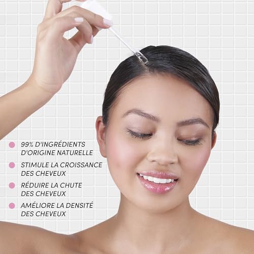 Sérum de Pousse Myriam K Paris routine cheveux denses à la maison avec dermaroller