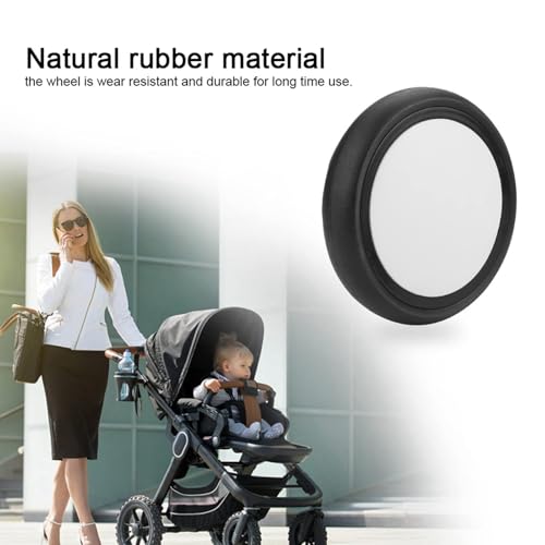 Image of Baby Strollers Rubber Wheels, Replacement Baby Strollers Yoyo Rubber Front Back Wheels Accessories for Yoya Vovo Kids Carriage with Tools (A Pair of Rear Wheels)