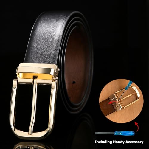 Mens Belts Leather Reversible 1.25" Black Dress Belt for Men2
