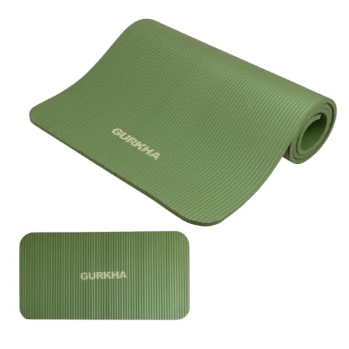 GURKHA 13mm NBR Ultra-Cushioned Yoga Mat + Support Pad Combo + Carry Strap| Category-Leading Comfort, Non-Slip Mat-Yoga, Pilates, HIIT, Floor Workouts| Joint support Combo- Deep Forest| 6X2 + 2X1 ft
