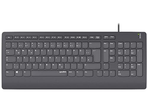 SPEEDLINK HI-GENIC Antibacterial Keyboard - kabelgebundene leise USB-Tastatur, flache Tasten, antibakterielle Eigenschaften, deutsches QWERTZ-Layout, schwarz
