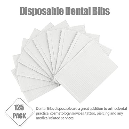 125 Stk. Einweg-Dentalbüchsen für Patienten, 13 \x18\, 3-lagiges wasserdichtes Piercing-Tattoo-Papier-Servietten-Tuch für Zahnklinik, Tattoo-Station und Salon (White)
