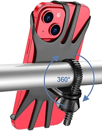iBytoc Bike Phone Mount, 360° Rotation Phone Holder for Bike, Universal Silicone Motorcycle Phone Mount, Compatible with iPhone 14 Plus 13 Pro Max 12 Pro 11 XR XS 8 7 6 Plus 5s, Samsung (4.7"-6.7")