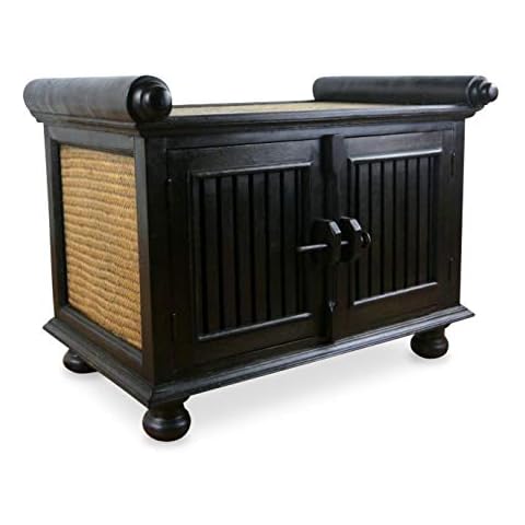 livasia Rattansideboard TV-Bank HiFi-Sideboard asiatische Phono Möbel Sitzbank Cover