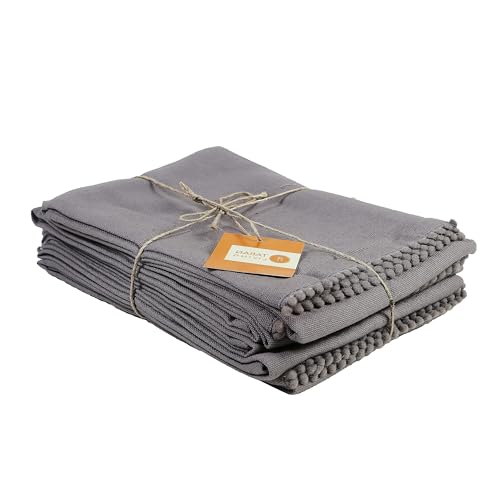 Image of TARAN LIVING Hand Towels 100% Cotton Solid Kitchen Dish Cloths 18 inchx 28 inch, Grey, Pack of 6 Decor Kitchen Hand Towel Reusuable Dish Towel for Cleaning & Drying Tea Towels Set with Hanging Loop