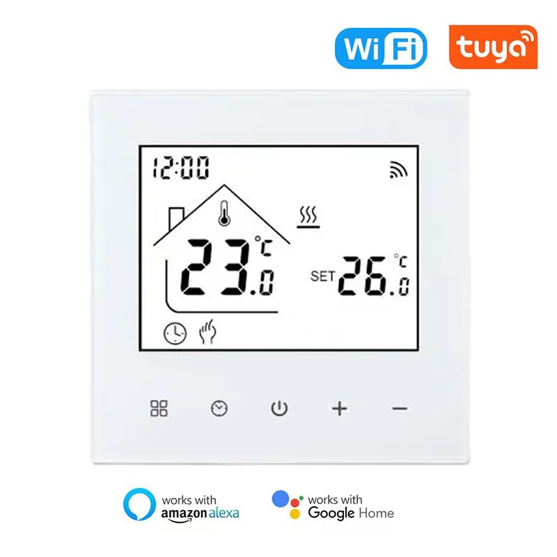 M4 Smart Wi-Fi Thermostat for Water & Underfloor Heating, 230V Digital Wall Thermostat, Tuya App Control, Alexa & Google Assistant Compatible, Smart Home Heating Solution
