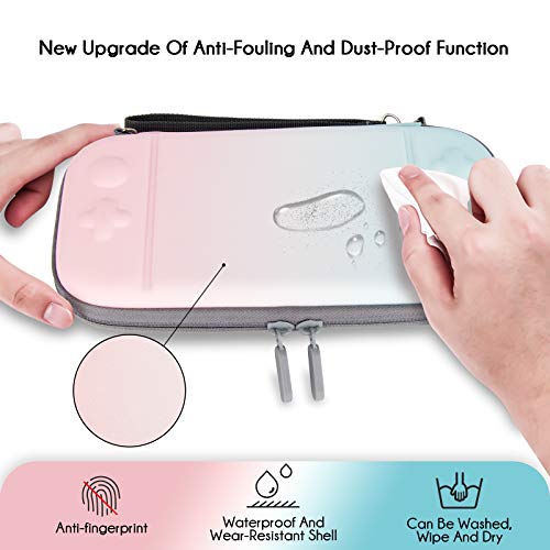 Carrying Case for Nintendo Switch, Portable Hardshell Travel Slim Case for Nintendo Switch/Switch Lite With 8 Game Card Pockets, Inner Soft Fiber Material to Protect The Screen, Blue And Pink Gradient