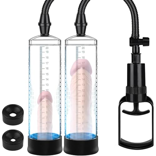 Penispumpe, männliches Sexspielzeug für Männer, manueller Penis – Pumpen und Vergrößerungsgeräte, Penisvergrößerung für größere Erektionen mit Masturbator-Cup und 2 Saughülsen