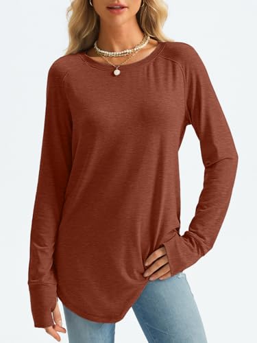 Image of AUTOMET Womens Long Sleeve Tunic Tops Crew Neck Casual Loose Fit Shirts