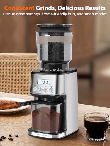 Homtone Conical Burr Coffee Grinder Electric for Portafilter, 51 Precise Grind Settings Bean Coffee Grinder for Espresso/Drip/Pour Over/French Press, Anti-Static, 12 Cup - Image 7