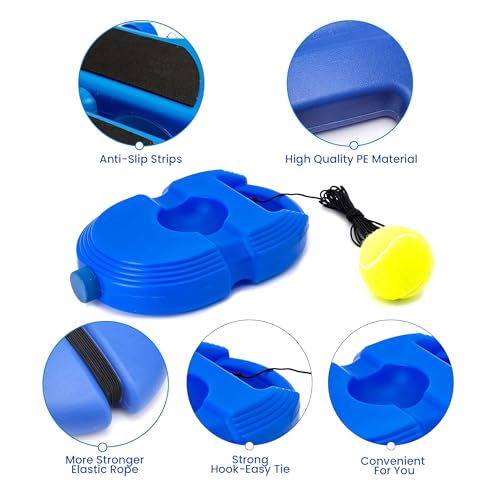 Image of Kidology Tennis Trainer Rebound Ball with String (Racket Not Included)- Self Practice Equipment Self Practice & Training Tool, Portable Equipment for Kids Beginners -Blue