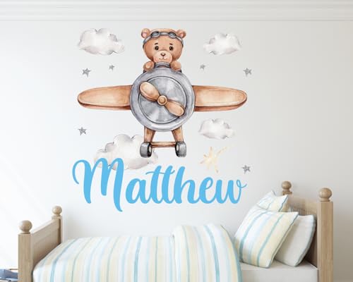 Vinilo Decorativo Infantil Personalizado Osito Avión