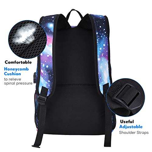 Pawsky School Backpack, Anime Luminous Backpack with USB Charging Port Lock and Pencil Case for Teen Boys and Girls