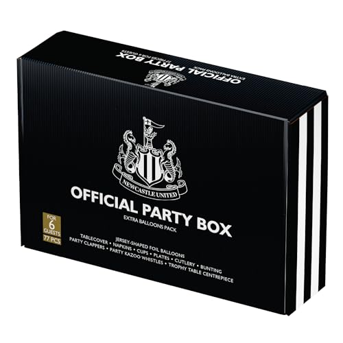 Newcastle United FC Boîte de fournitures de fête officielle 77 pièces tout-en-un pour 6 invités, vaisselle jetable avec assiettes, tasses, couverts décoratifs | pour anniversaire et fête – vue 2