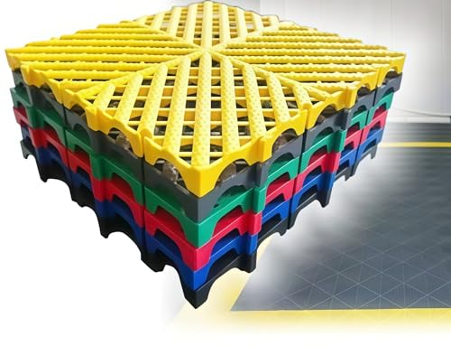 Gamire ガレージ フロアタイル DIY ガレージタイル PP製 フロアマット 40cm×40cm×3cm 耐荷重 連結可能 お手入れ簡単 接着剤不要 はめ込み施工 置くだけ 通気性 駐車場 車庫マット フロアタイル洗車 バイク 屋外 屋内 業務用 組