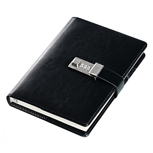 Black A5 Pu Leather 8½" X 6"-Inch Locking Journal Diary ,Travel Journals Note Book（ Can Hold Pen And Cards) #TOP23