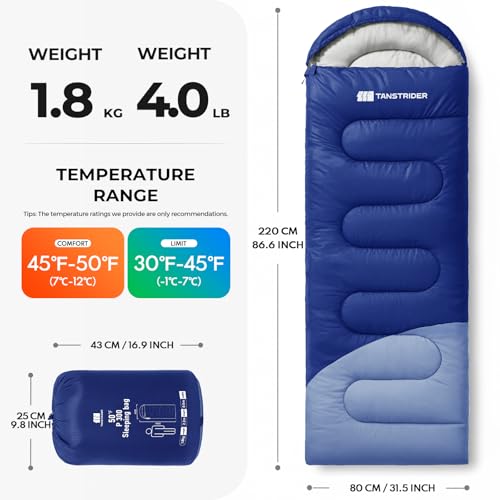 Bolsa de dormir para adultos y niños 3-4 temporadas, bolsa de dormir ligera impermeable y compacta para camping con saco de compresión miniatura 2