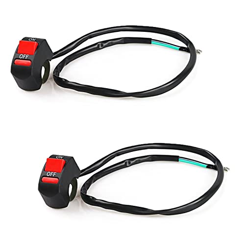 Interrupteur à Bascule de Guidon de Moto,Interrupteur guidon,Moto Guidon Interrupteur On Off Bouton,Commutateur de Guidon de Moto Démarreur Electrique Etanche Universel LED Phare on/Off - 2pcs Cover
