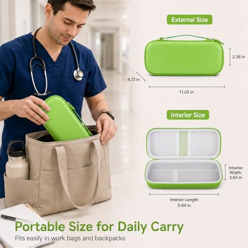 Image of Stethoscope Case for 3M Littmann Classic III /Cardiology IV, Light-Green | for MDF Acoustica Stethoscopes, for Nurses, Doctors, Nursing School Essentials, Students, Clinic, EMS, Travel, Hard Bag Only