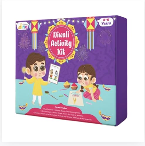 Image of Learning Dino Diwali Art and Craft Kit for Kids | Diwali Gift for Kids Age - 3,4,5,6,7,8