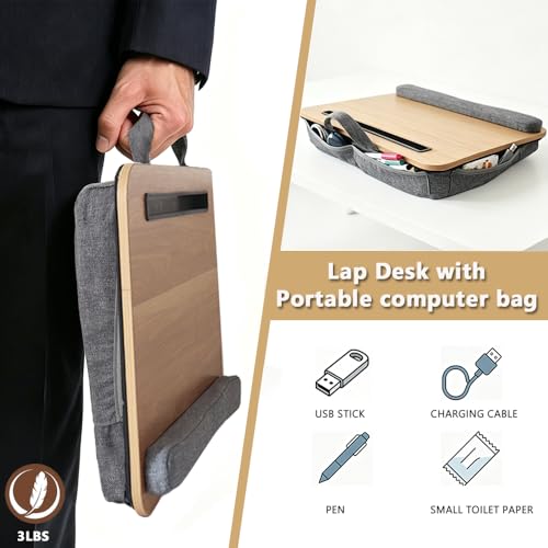 Image of Lap Desk for Bed, Fits 14-17 Inch Laptops | Soft padded suhion,built-in pen slot,compact for bed,couch & travel use