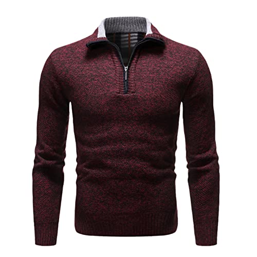 Pull col roulé pour homme avec fermeture éclair Kelsiop Rouge vent XXL