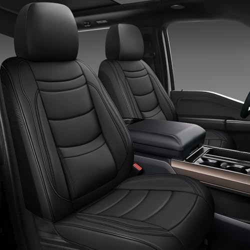 NS YOLO Leather Car Seat Covers Full Set,Universal Fit for Most Cars,SUVs and Sedans,Waterproof Luxury Leatherette Cushions, 5 Seats Protectors,Black