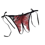 Donne 's Vita Intimo Basso Bikini Frenulum Scava le spalline corte Set 4, Colore: rosso, Taglia unica