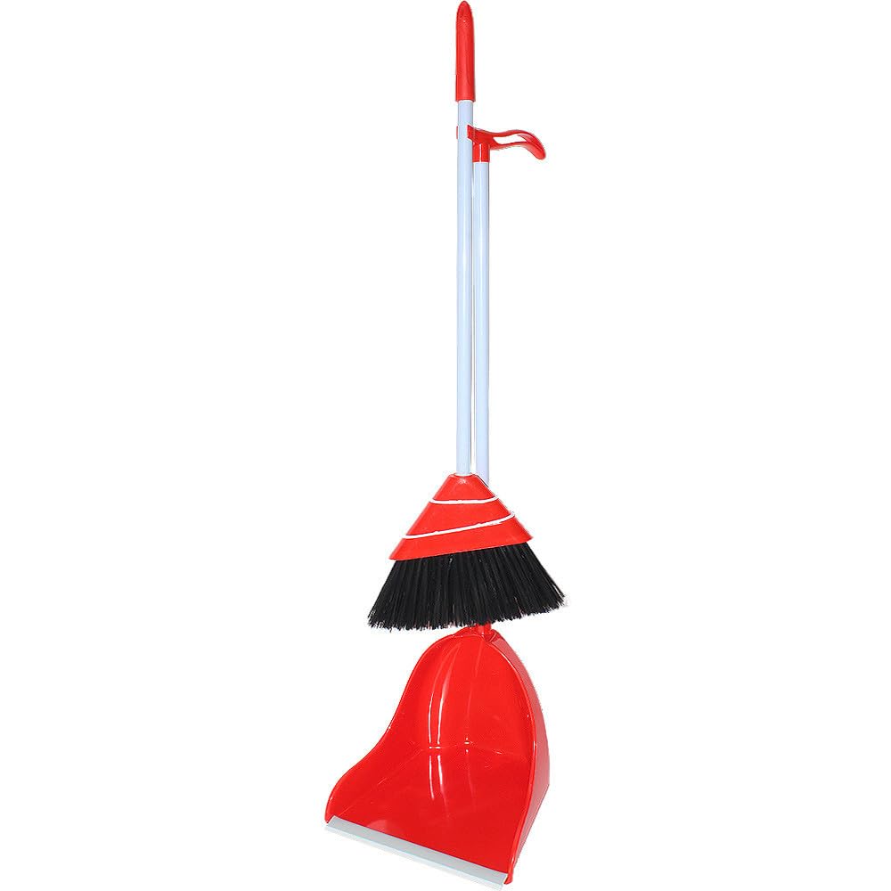 Moonlight Long Handle Dust Pan with Broom (Red)
