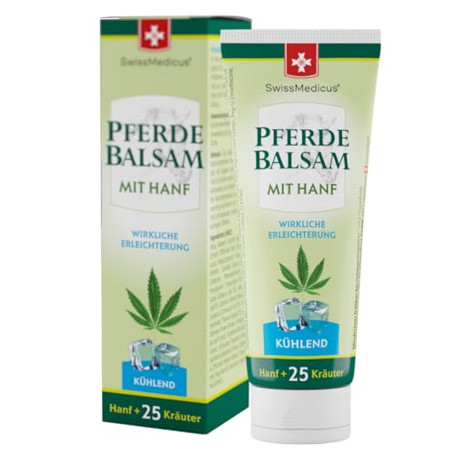 SwissMedicus Pferdebalsam mit Hanf - Kühlende Wirkung für Muskeln & Gelenke - mit 25 natürlichen Extrakten - Alltäglicher Gebrauch - Natürliches Gel - 75ml SwissMedicus Pferdebalsam mit Hanf - Kühlende Wirkung für Muskeln & Gelenke - mit 25 natürlichen Extrakten - Alltäglicher Gebrauch - Natürliches Gel - 75ml