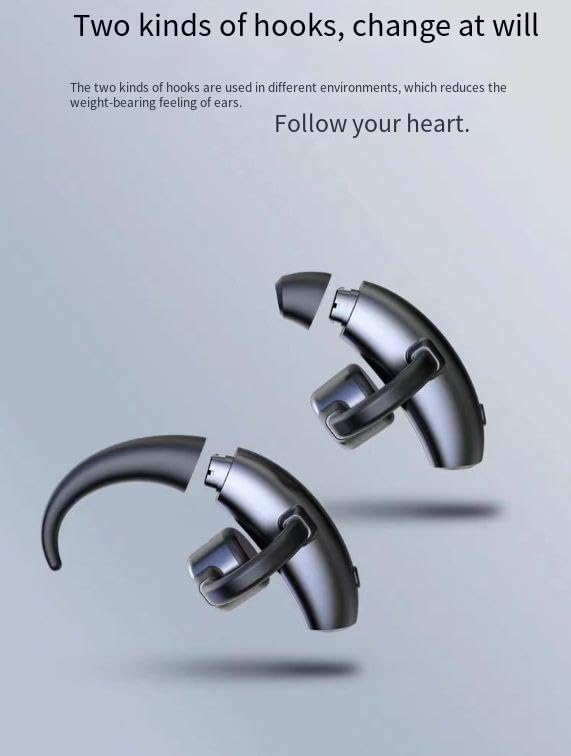 360° Stereo Sound Open Ear Clip Wireless Earbuds Bluetooth 5.3, Sports Earphones Built-in Microphone, 500mAh Charging Case, IPX5 Waterproof Fitness Headphones for Exercise,Black