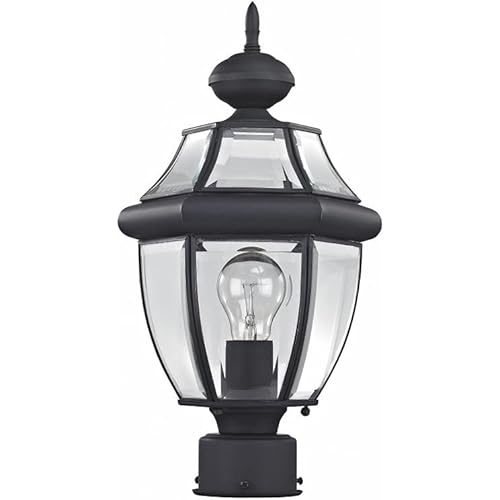Livex Lighting 2153-04 Outdoor Post with Clear Beveled Glass Shades, Black
