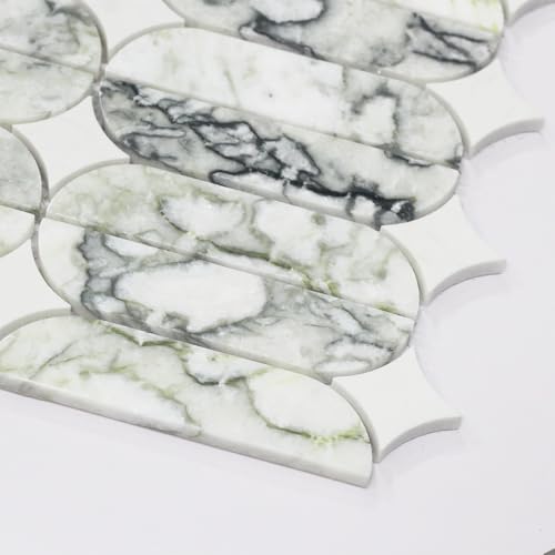 Mosaic Tile Backsplash Tiles for Kitchen 5 Sheets Bathroom Floor Wall Interior Decorative Water-Jet Stone Mosaic Tiles for Kitchen Wall Floor Backsplash ‎4.78 Square Feet (Gray and White)