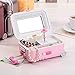 erddcbb Mini Caja de música Rosa con Forma de Maleta, Caja de Almacenamiento de Joyas, decoración de muñeco de Baile, Regalo para niña