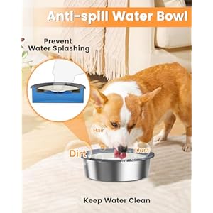   No-Spill-Dog-Water-Bowl-15L-Stainless-Steel-Slow-Drinking-Water-Dish-Dispenser-Fits-into-Elevated-Pet-Feeder-Spilling-Drip-Splash-Proof-Slobber-Stopper-for-Dogs-Cats-Messy-Drinkers