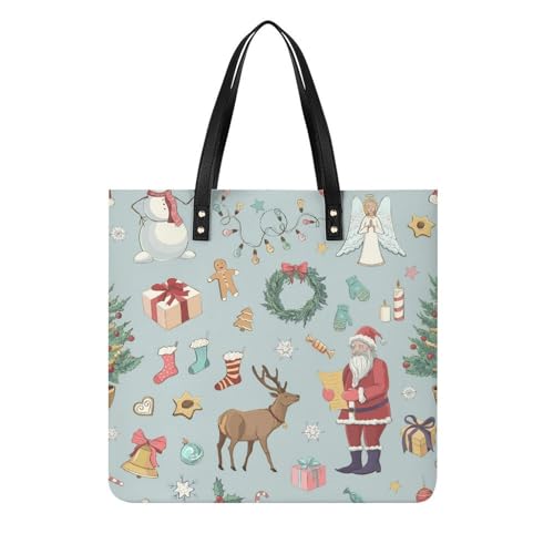 Sac shopping Renne du Père Noël pour femmes en toile grand format 39x39cm