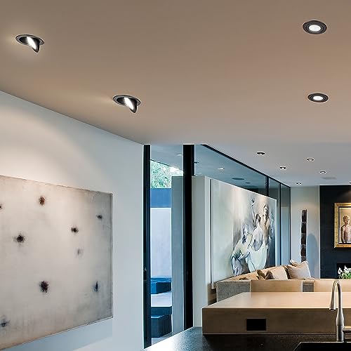 Maxxima 4 in. Rotatable Ultra-Thin Recessed LED Floating Gimbal Downlight, 850 Lumens 5 CCT Selectable 2700K/3000K/3500K/4000K/5000K Dimmable Black Trim 90 CRI IC Rated Canless Junction Box Included by Maxxima - Image 7
